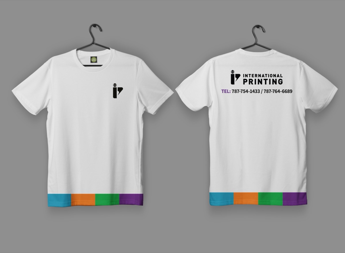 Branded t-shirts, front and back